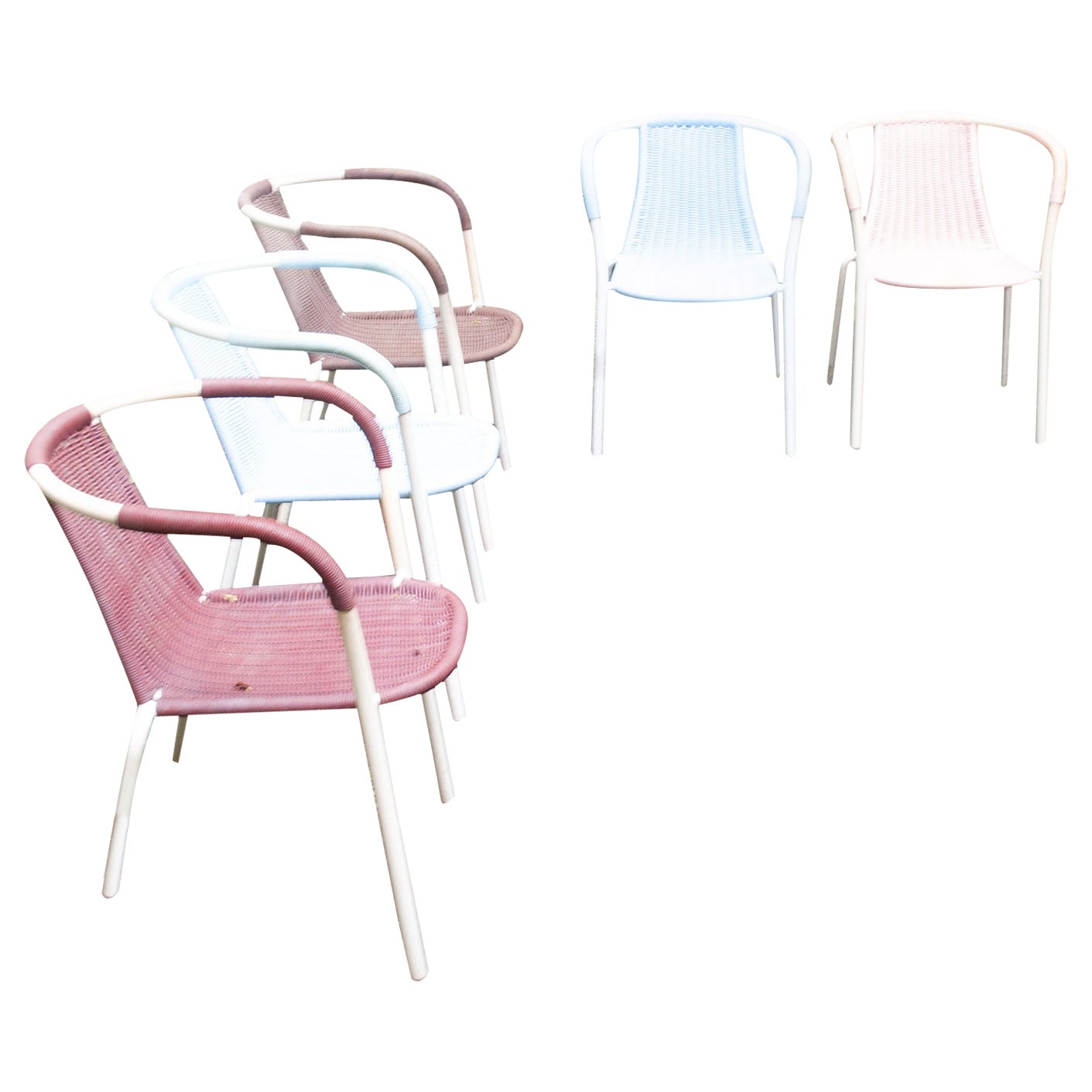 Italian Midcentury Set of Five Bar Bistro Chairs, 1960s