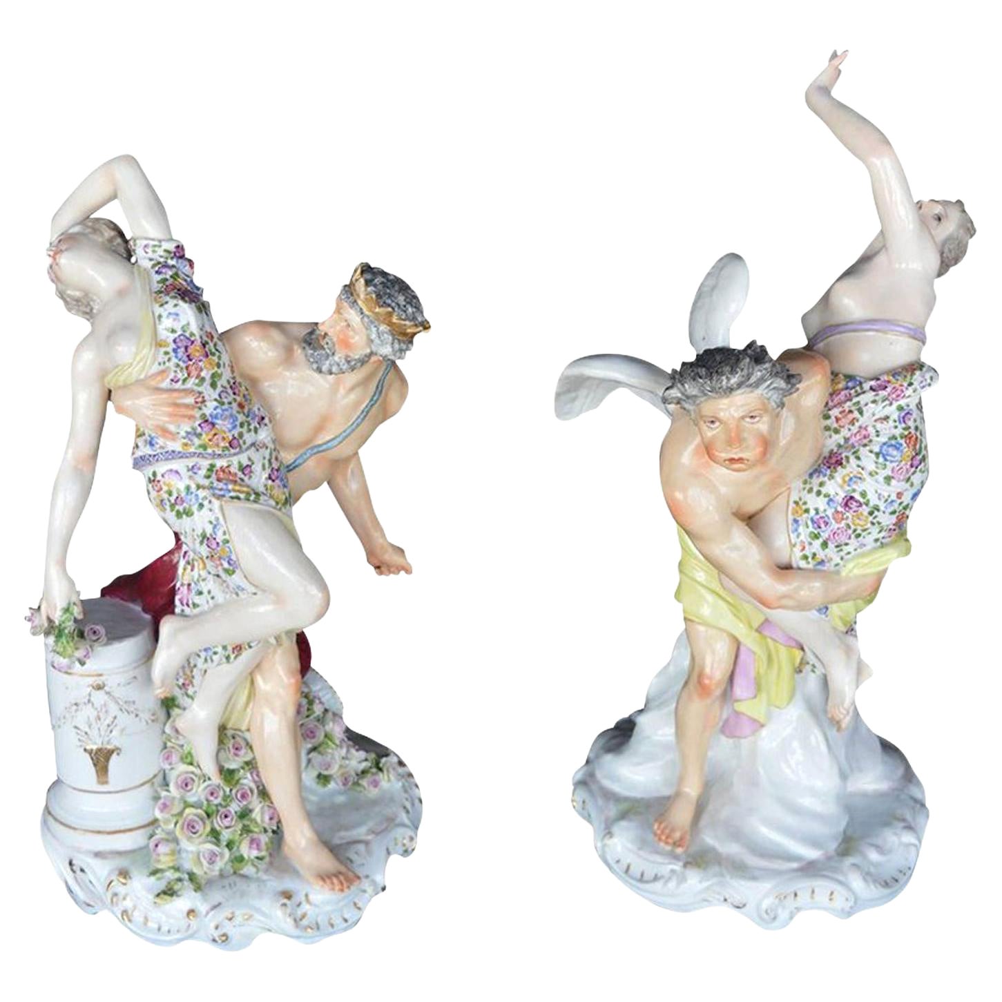 Set of Two Porcelain Sculptures of the Abduction of the Sabine Women