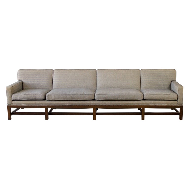 Tommi Parzinger Classic Modern Ten Foot Sofa in Mahogany, 1960s For
