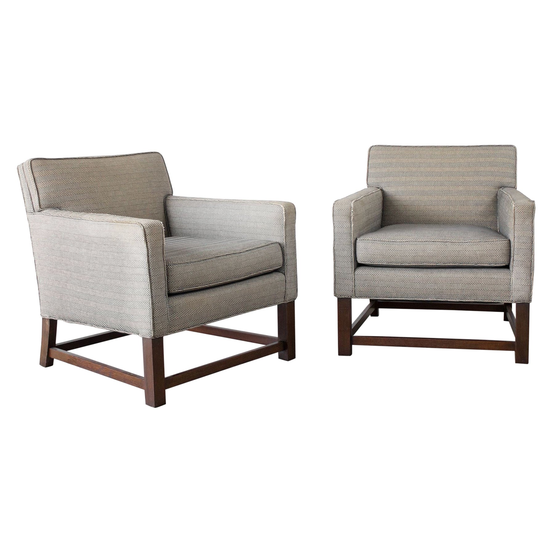 Tommi Parzinger Classic Modern Pair of Club Chairs in Mahogany, 1960s