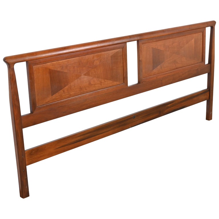 John Stuart MidCentury Modern Sculpted Walnut King Size Headboard For