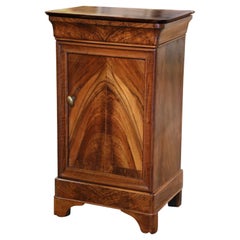19th Century French Louis Philippe Carved Walnut Bedside Table Nightstand