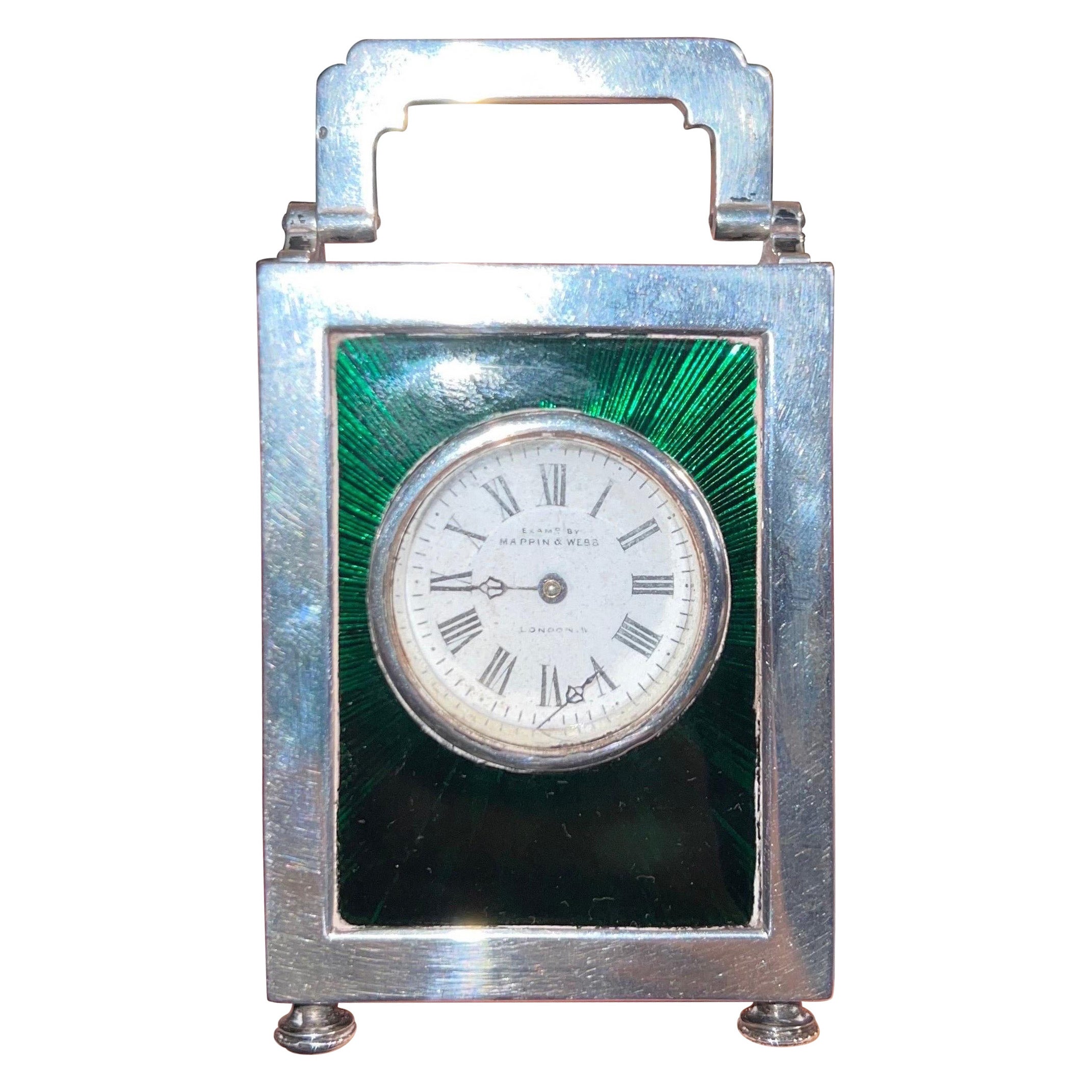 Sub Miniature Silver and Guilloche Enamel Carriage Clock For Sale at ...