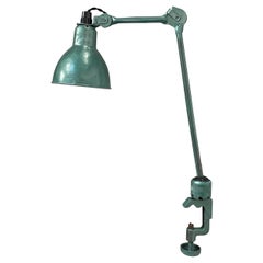 20th Century Green French Industrial Metal Work Lamp, Vintage Office Light