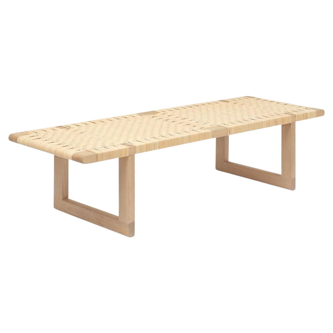 Borge Mogensen 'BMO488L' Table Bench in Oak, Oil & Wicker for Carl Hansen & Son For Sale