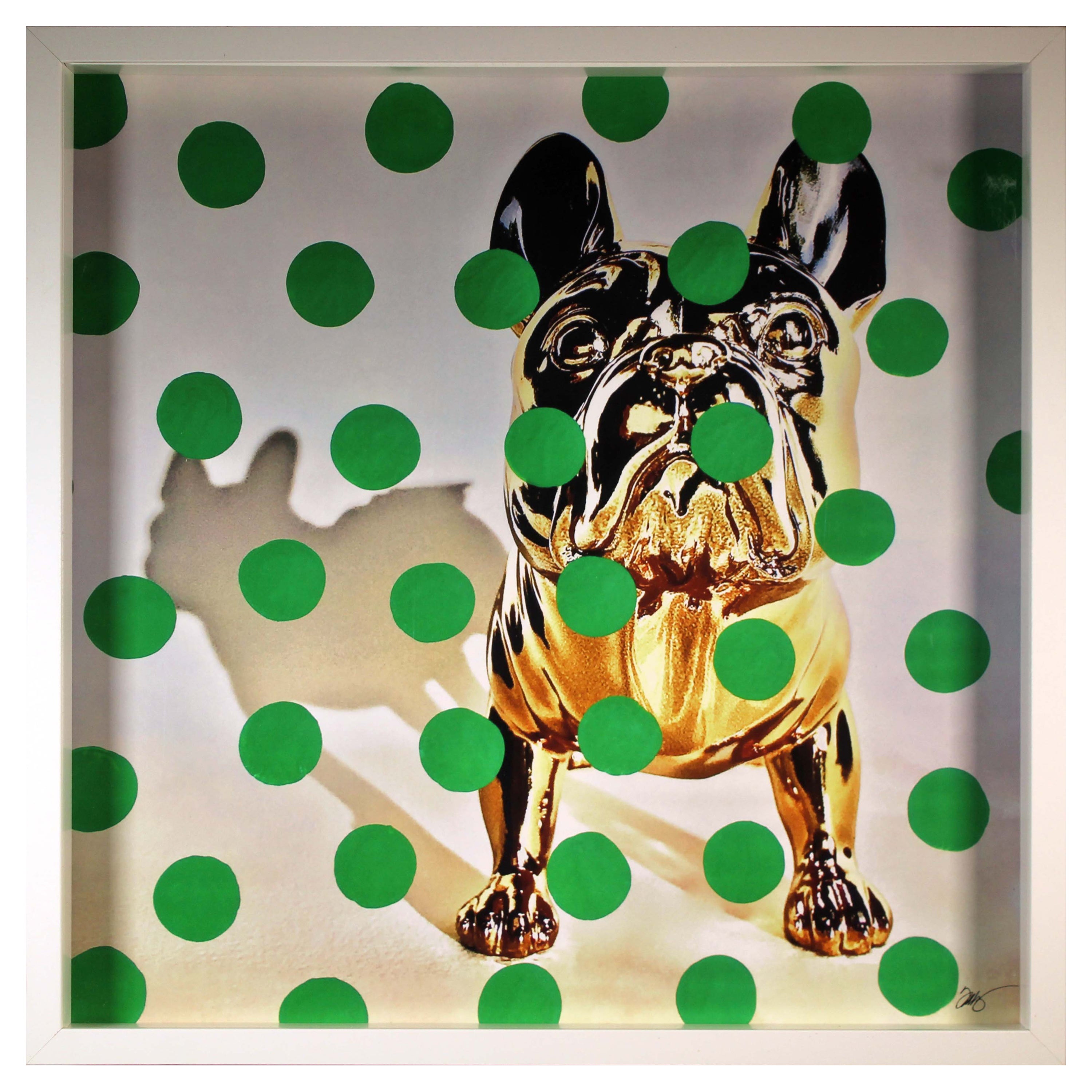 Frenchie Shadowbox Print Green Dots Signed Krista Reay Berman For Sale at  1stDibs