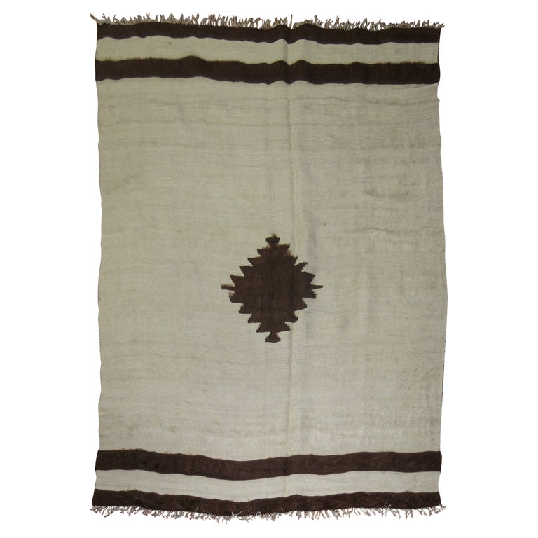 Ivory Brown Mohair Rug For Sale at 1stDibs