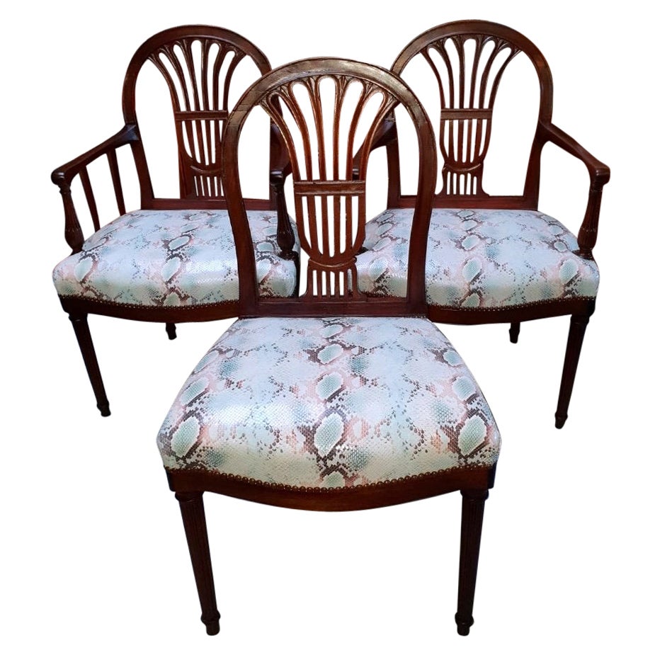 Ein Paar Sessel und Stuhl, gestempelt Henri Jacob - Periode: Louis XVI