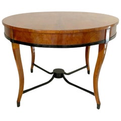 19th Century German Biedermeier Antique Round Cherrywood Dining Room Table
