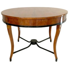 19th Century German Biedermeier Antique Round Cherrywood Dining Room Table