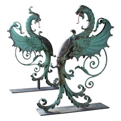 Early 20th Century Architectural Iron Balcony Mythical Beasts Dragon Supports