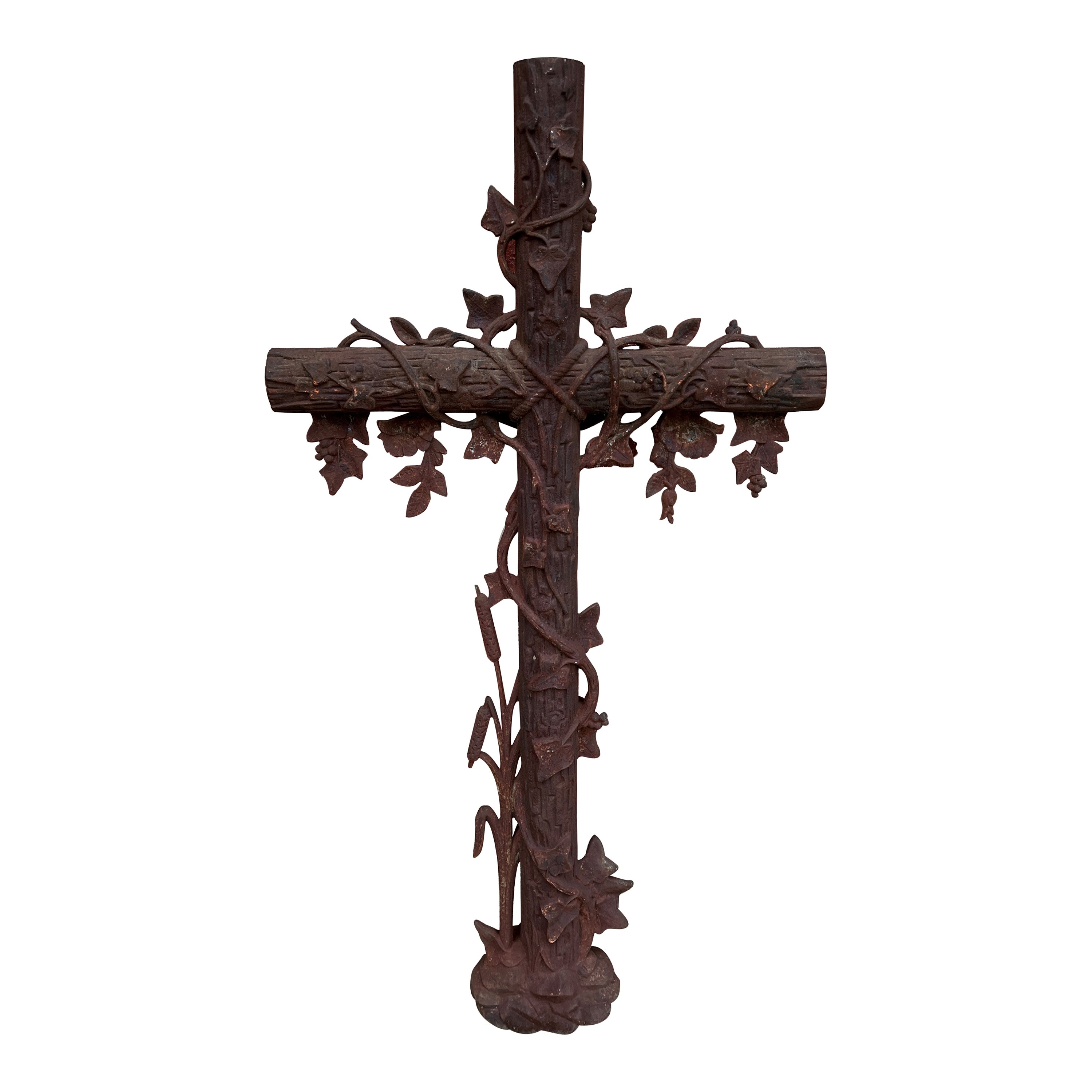 Antique Crucifix Cross Cast Iron Garden Architectural Chapel Church Cemetery #1 For Sale