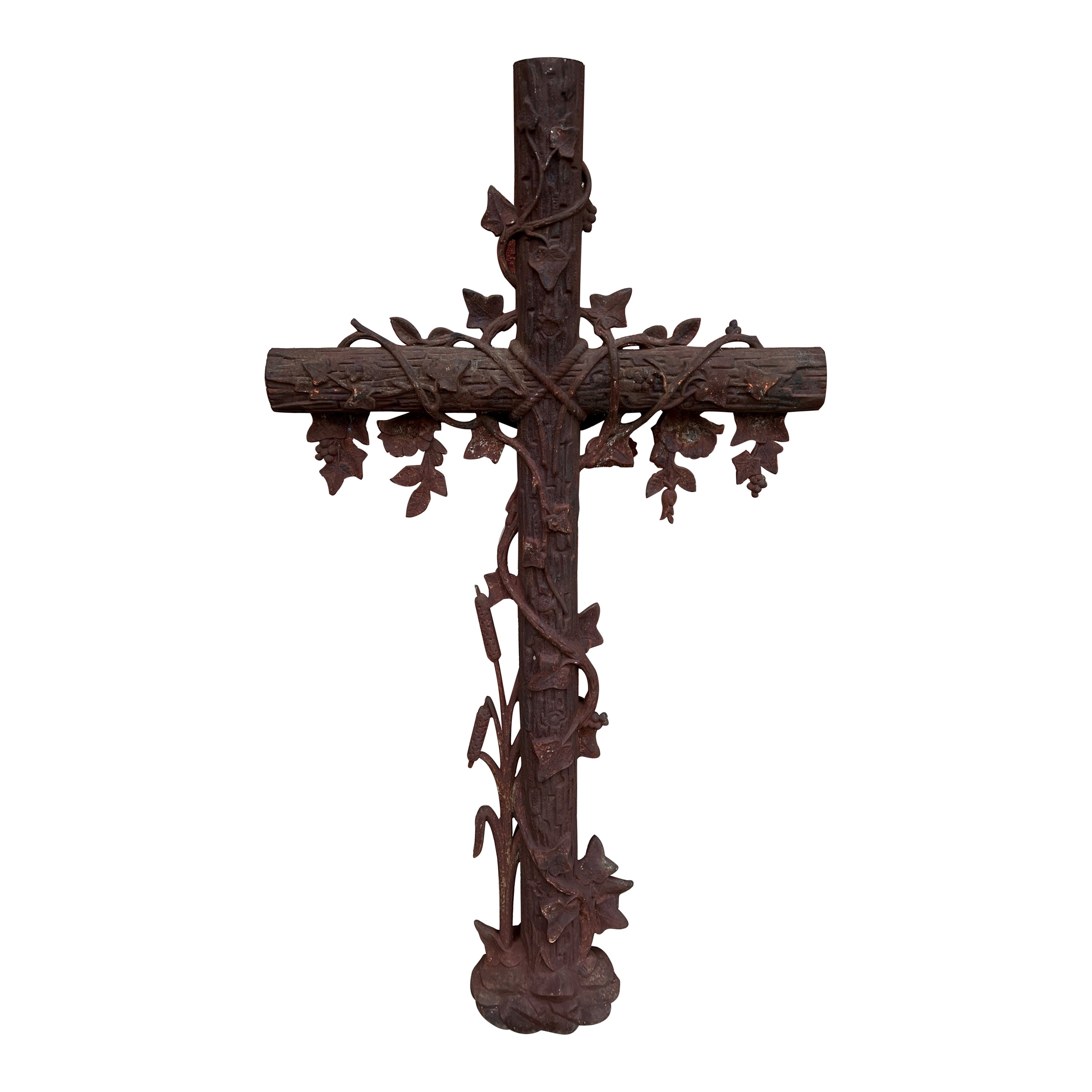 Antique Crucifix Cross Cast Iron Garden Architectural Chapel Church Cemetery #1