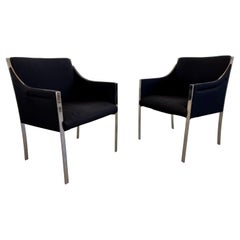 Scarce Pair of Jens Risom Sculptural Chromed Steel Lounge Chairs