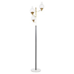 Vintage Brass and Glass Floor Lamp, 1950s, Italy
