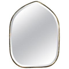 Vintage 1970s Italian Brass Wall Mirror