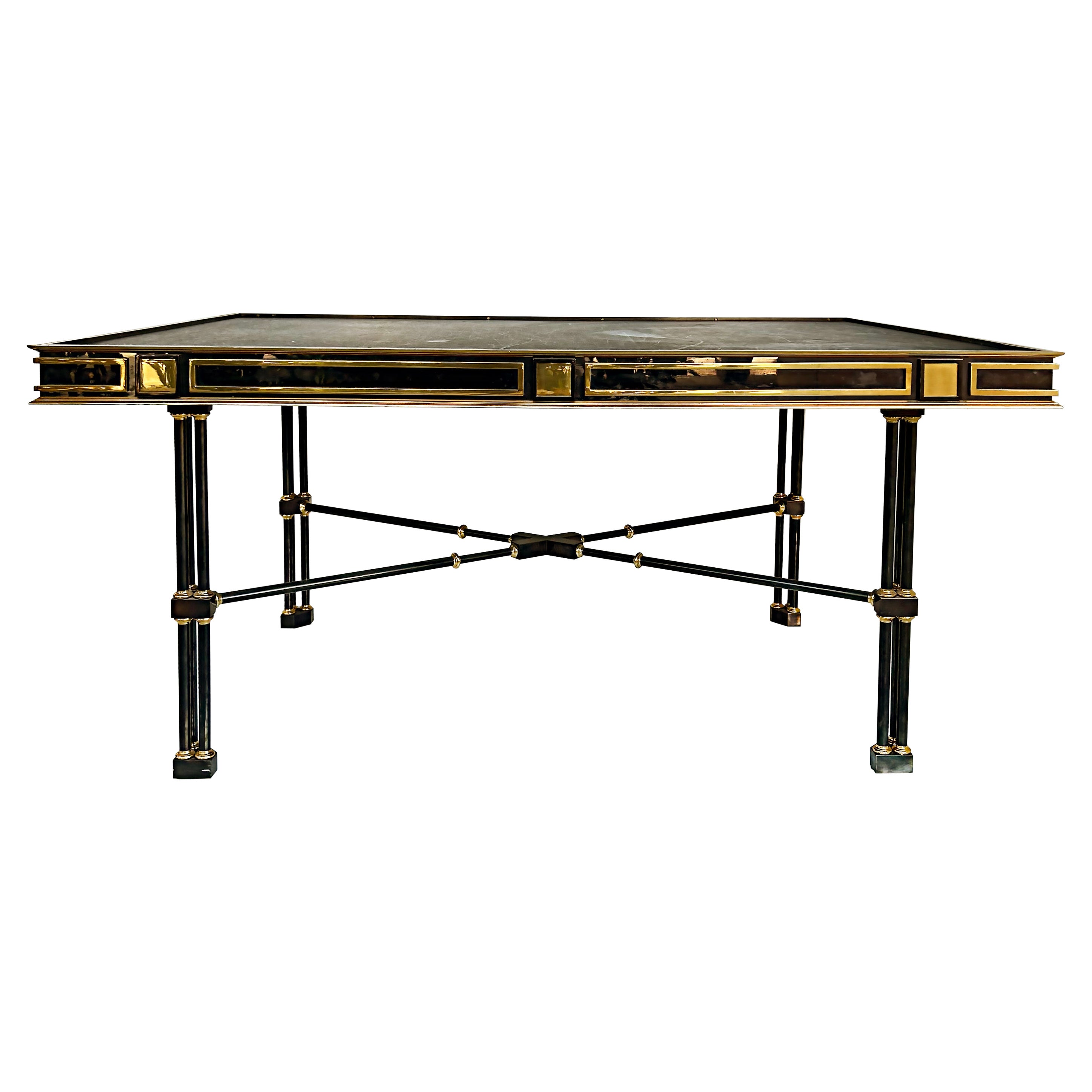 Ron Seff - Table vintage imposante en métal bronze et laiton des années 1980 en vente
