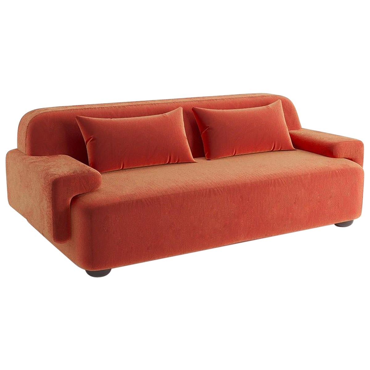 Popus Editions Lena 4 Seater Sofa in Orange Verone Velvet Upholstery For Sale