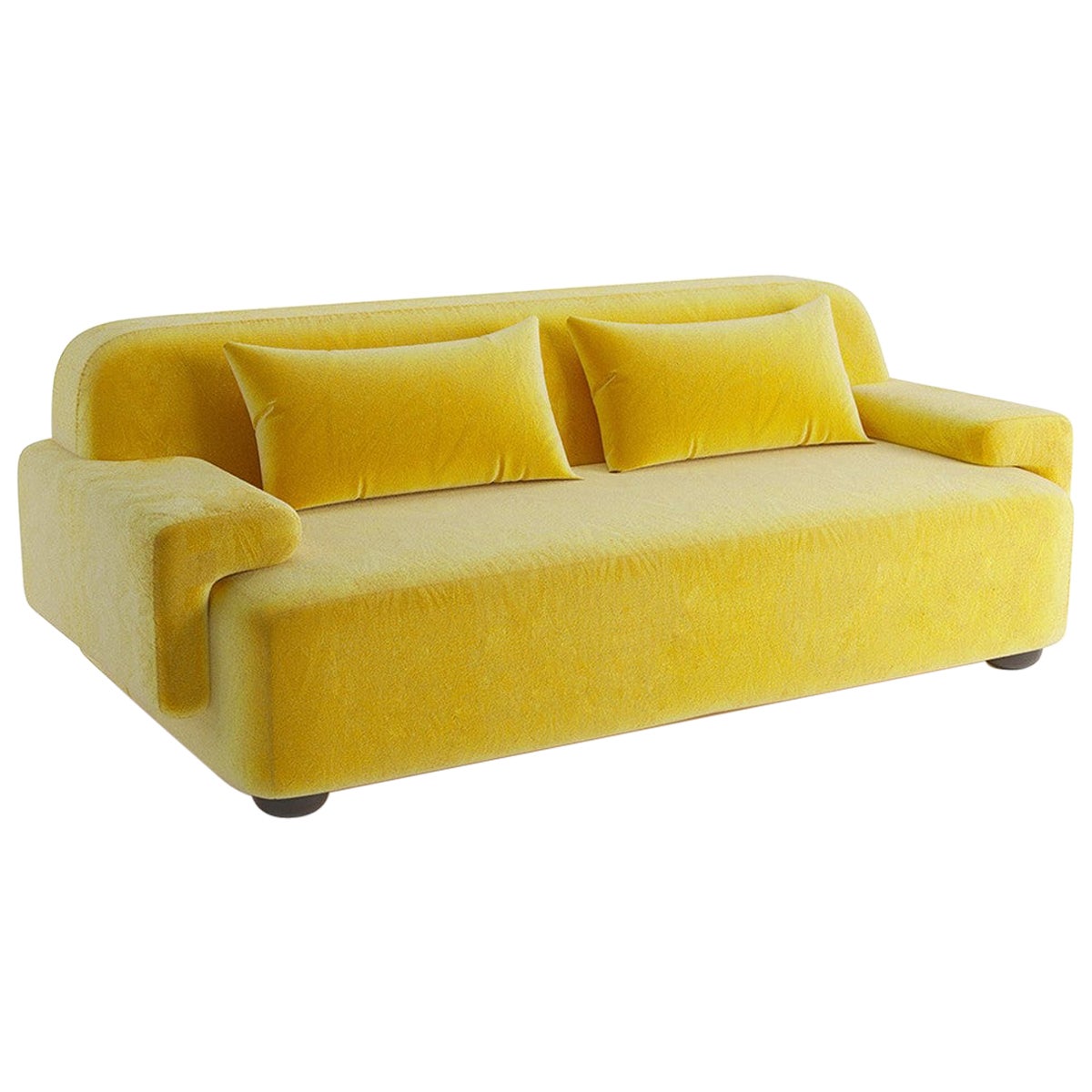 Popus Editions Lena 4 Seater Sofa in Yellow Verone Velvet Upholstery For Sale