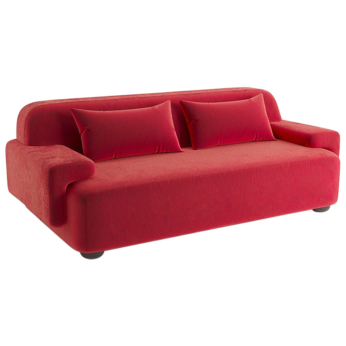 Popus Editions Lena 4 Seater Sofa in Red Verone Velvet Upholstery For Sale