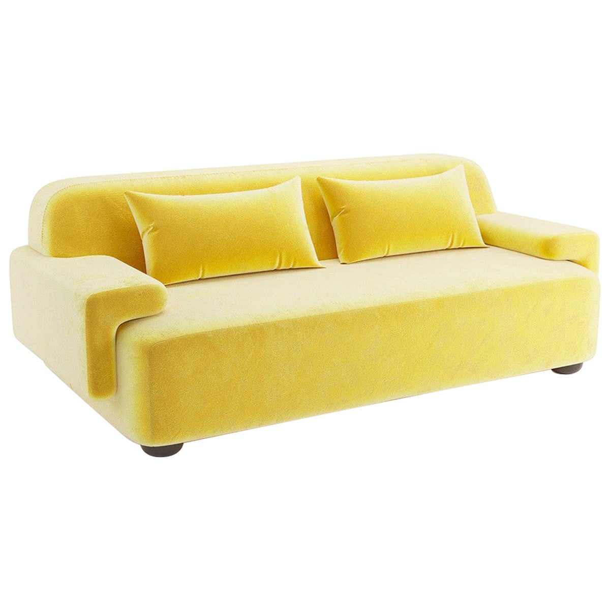 Popus Editions Lena 4 Seater Sofa in Yellow Como Velvet Upholstery For Sale