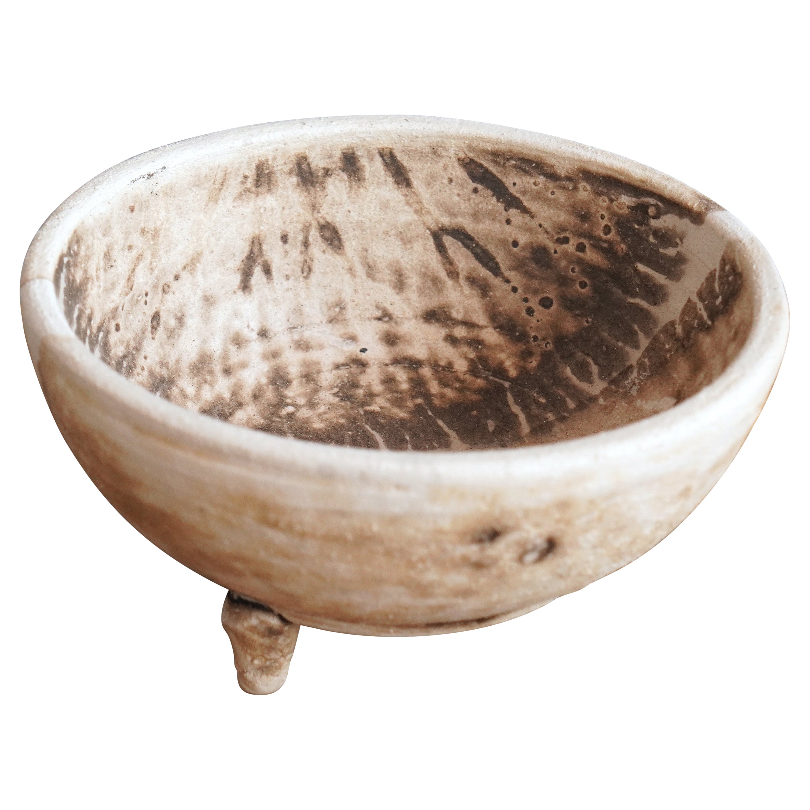 Raaquu Mizu Raku Keramik-Dunkelschale, Obvara, handgefertigte Keramik