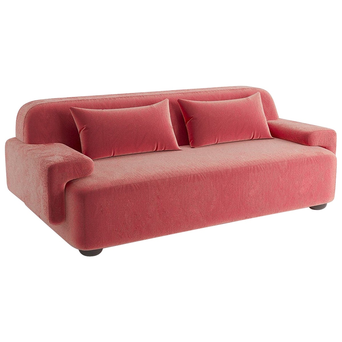 Popus Editions Lena 4 Seater Sofa in Pink Como Velvet Upholstery For Sale