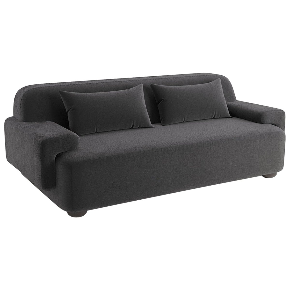 Popus Editions Lena - Divano a 4 posti con rivestimento in velluto Como Marrone Scuro
