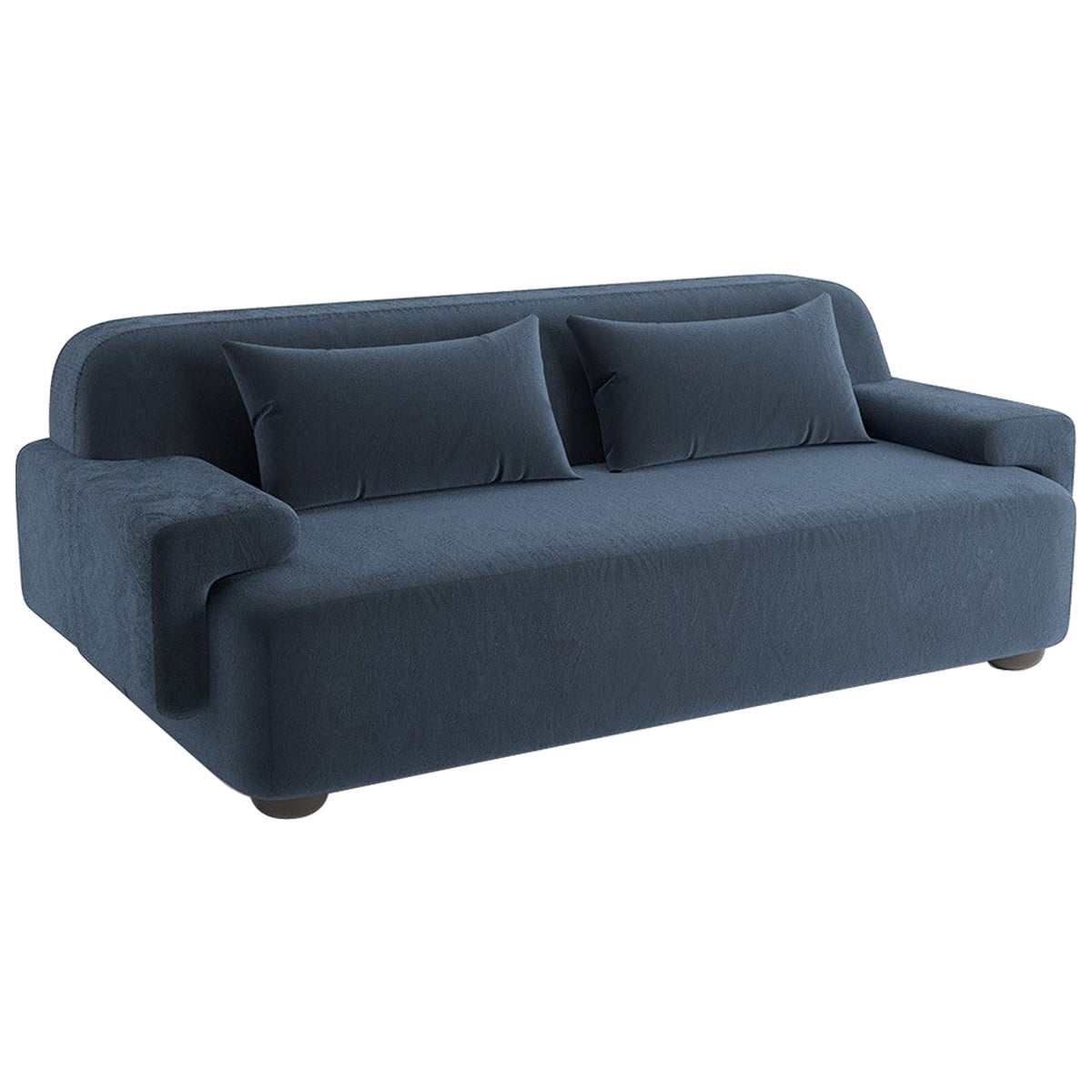 Popus Editions Lena 4 Seater Sofa in Blue Como Velvet Upholstery For Sale