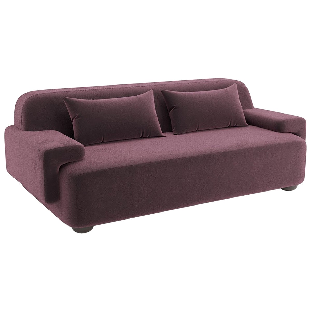 Popus Editions Lena 4 Seater Sofa in Bordeaux Como Velvet Upholstery
