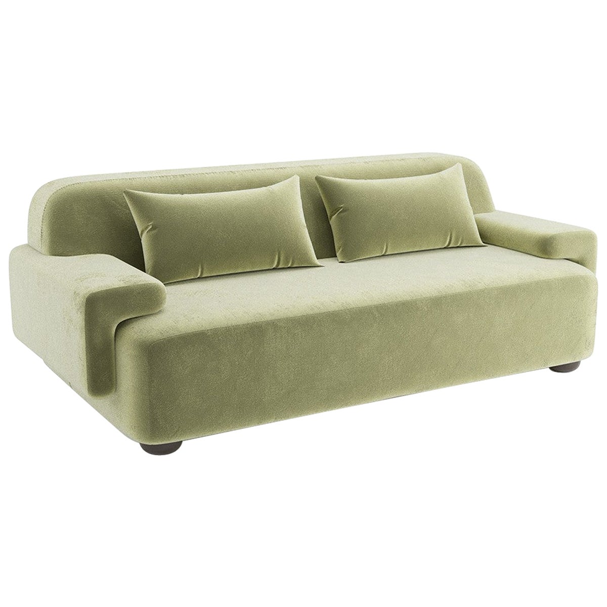 Popus Editions Lena 4 Seater Sofa in Almond Green Como Velvet Upholstery For Sale