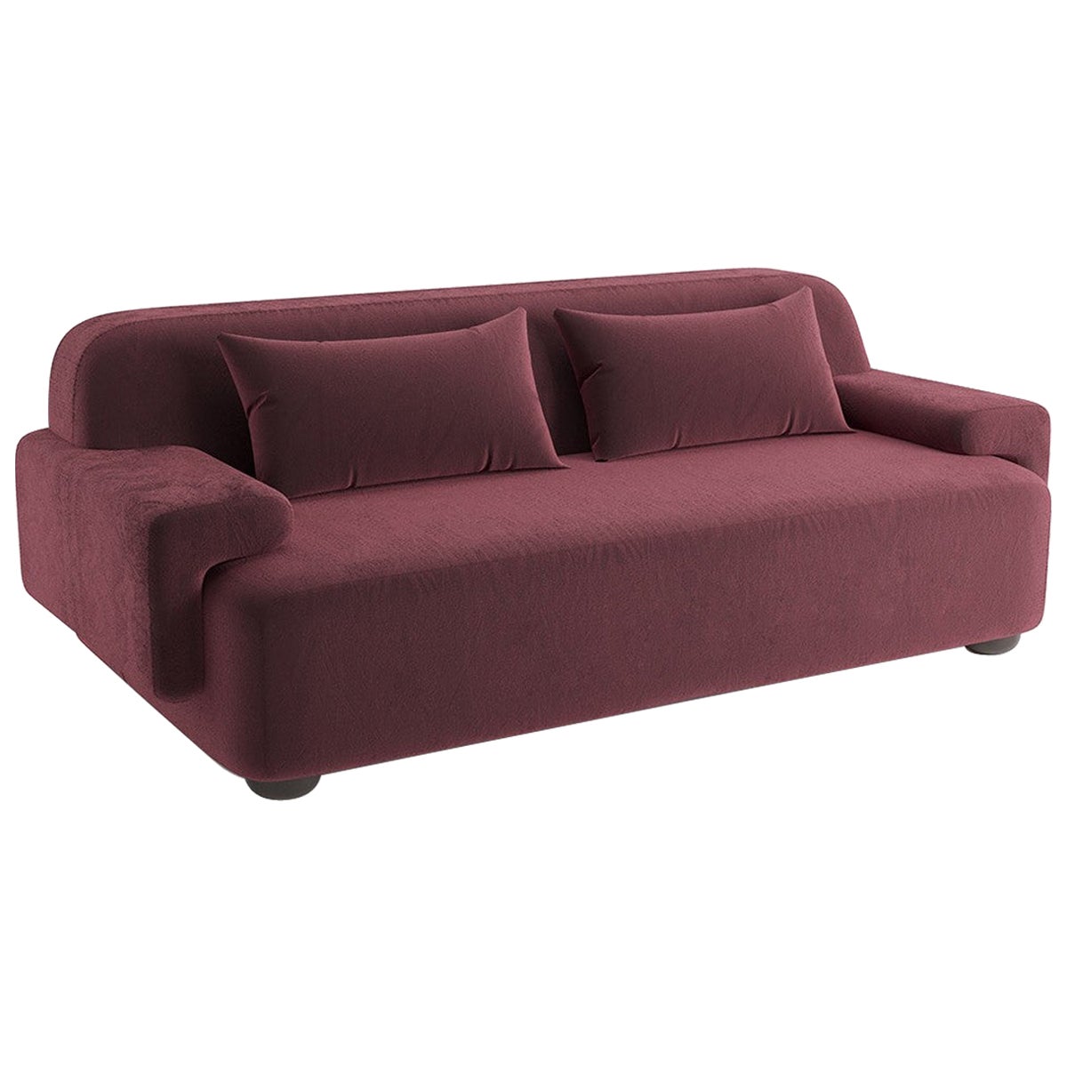 Popus Editions Lena 4 Seater Sofa in Red Como Velvet Upholstery For Sale