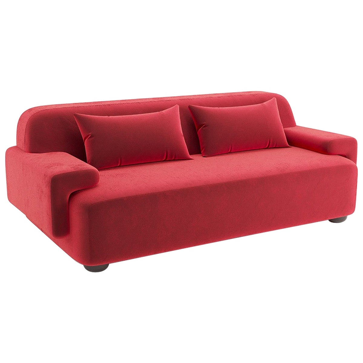 Popus Editions Lena 4 Seater Sofa in Orange-Red Como Velvet Upholstery For Sale