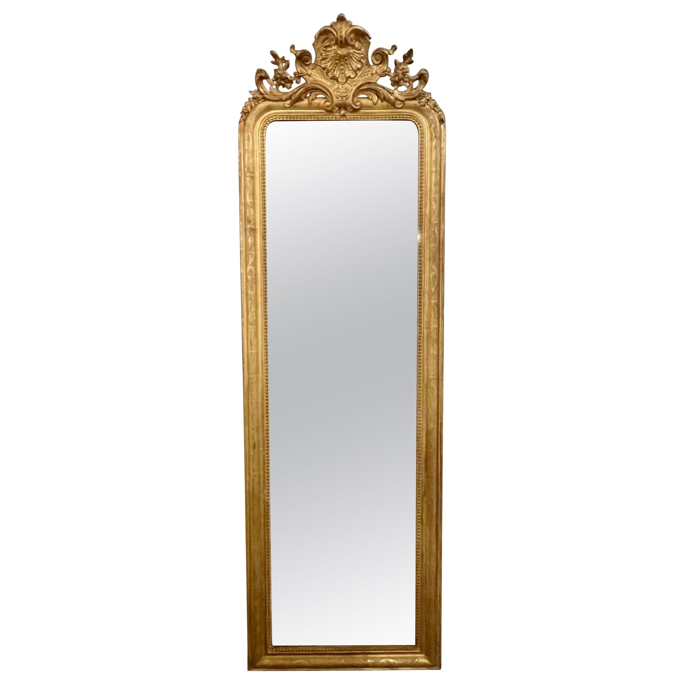 19th Century French Louis Philippe Narrow Mirror For Sale