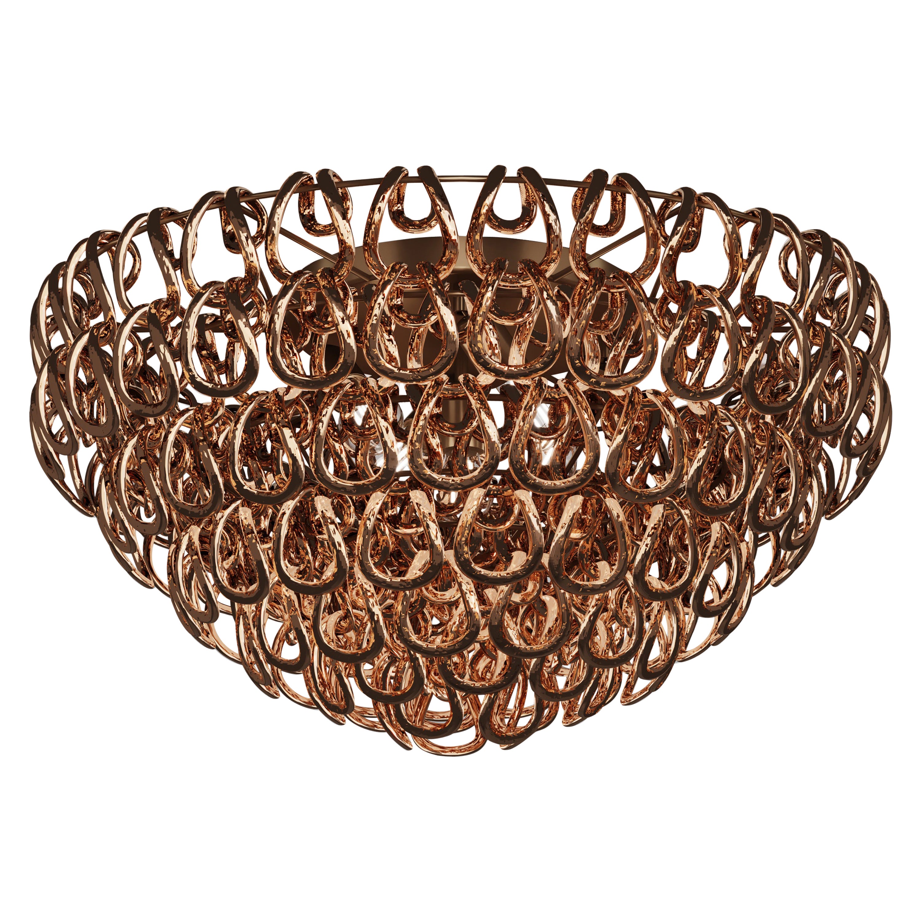 Vistosi Giogali Flush Mount in Crystal Copper Glass And Matt Bronze Frame