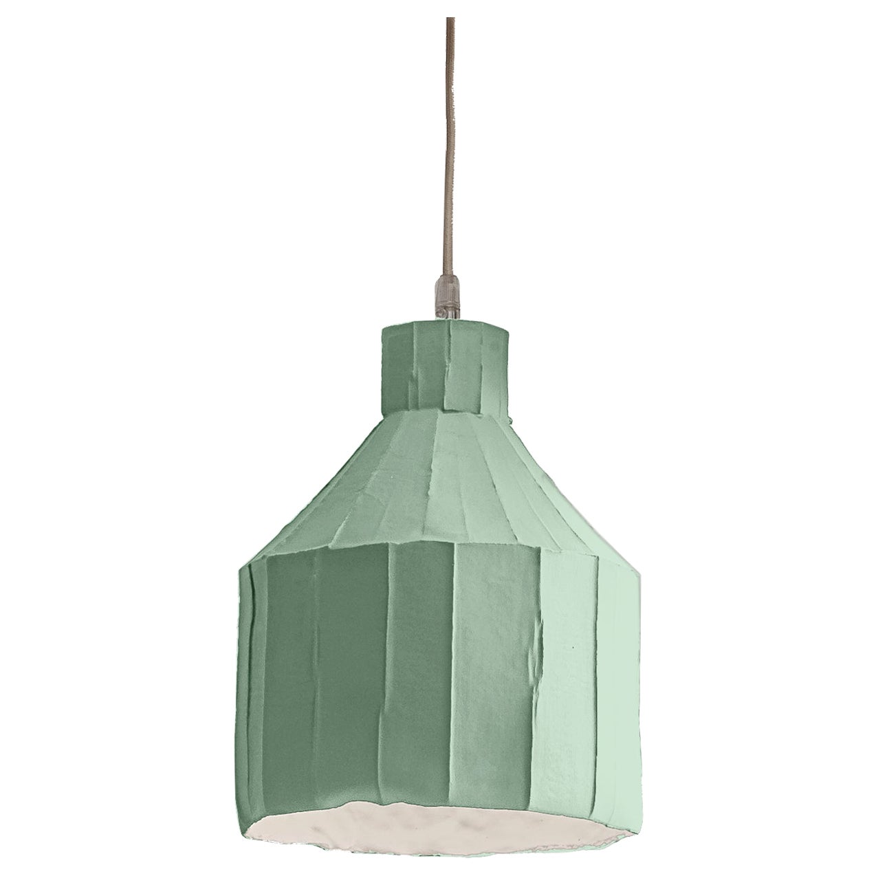 Contemporary Ceramic Green SUFI Lamp Corteccia Texture