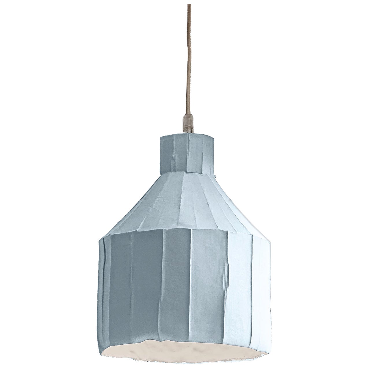 Contemporary Ceramic Blue SUFI Lamp Corteccia Texture