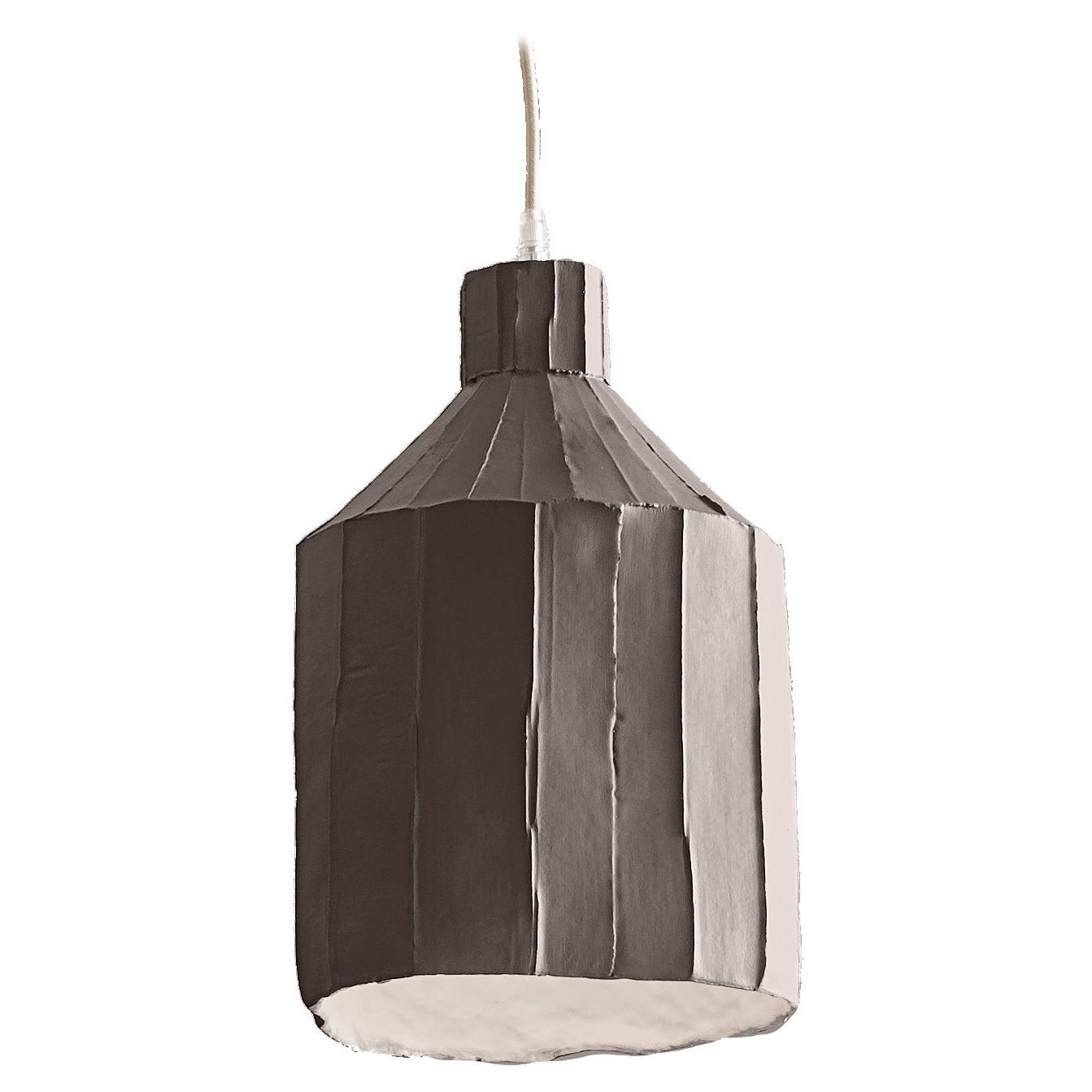 Zeitgenössische SUFI-Lampe Corteccia aus Keramik in Dunkelgrau mit Textur
