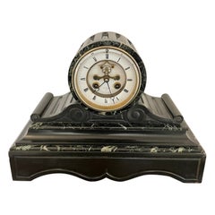 Antique Victorian Quality Drum Head Marble Mantle Clock 