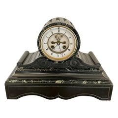 Antique Victorian Quality Drum Head Marble Mantle Clock
