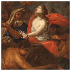18th Century Oil on Canvas Italian Antique Religious Painting Saint Margaret