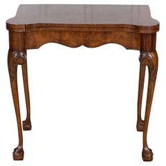 Vintage English Walnut & Mahogany Games Table