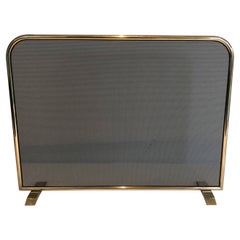 Vintage Brass and Grilling Fireplace Screen 