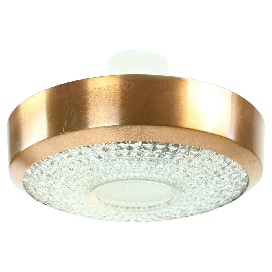 Lampade da soffitto in rame e vetro di Boemia, Cecoslovacchia, circa 1970 in vendita