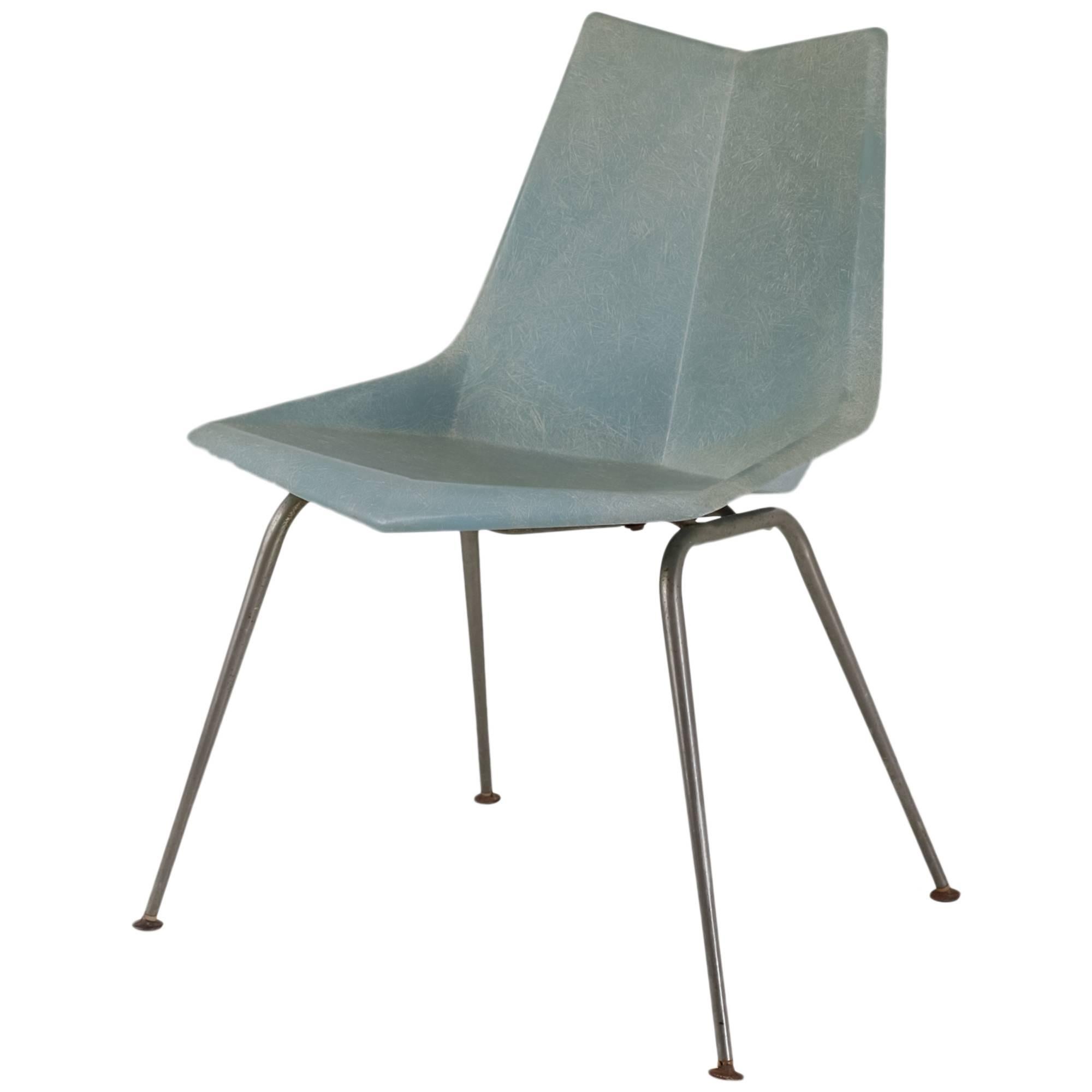 Paul McCobb Blue-Grey Origami Side Chair, USA, 1950s For Sale