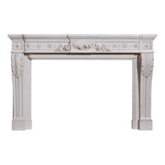 Exceptional Nineteenth Century French Statuary Marble Carved Fireplace