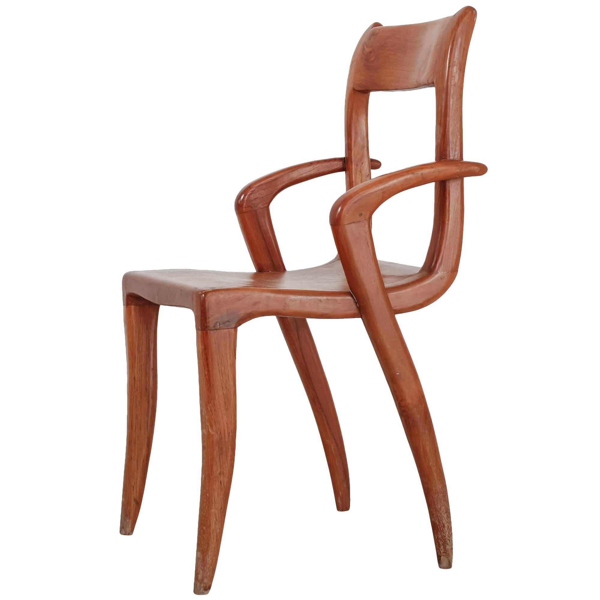 American Sculptural, Organic Wooden Craft Chair, 1950s For Sale
