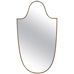 Vintage Italian Wall Mirror with Brass Frame and Beading 'circa 1950s', Large