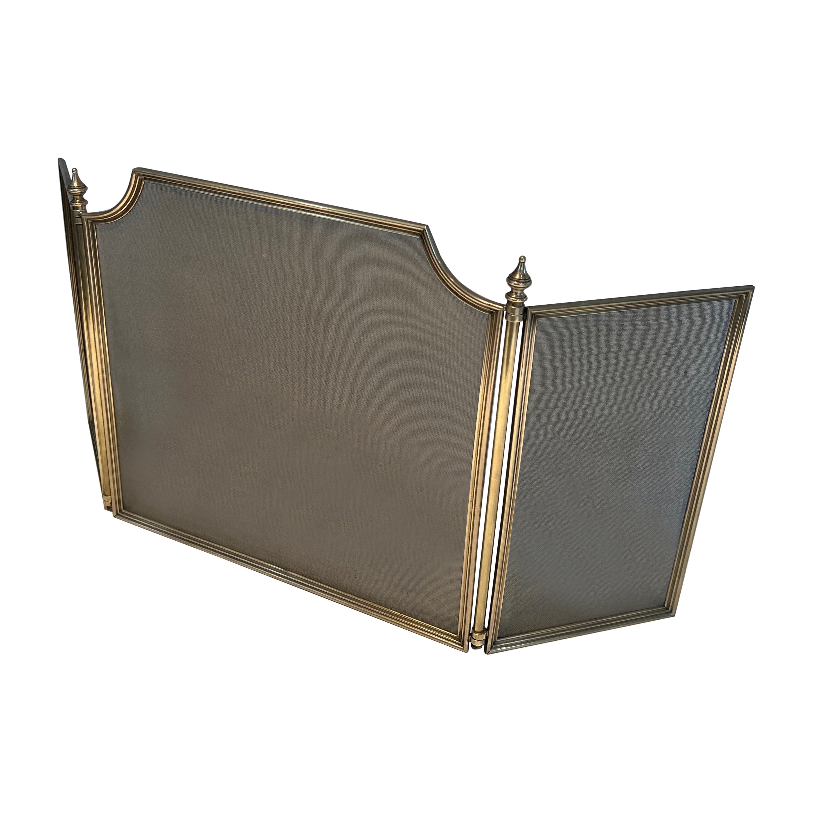 Neoclassical Style Brass and Grilling Fireplace Screen