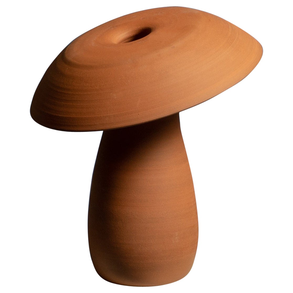 Petite lampe champignon en terre cuite brute de Nick Pourfard en vente